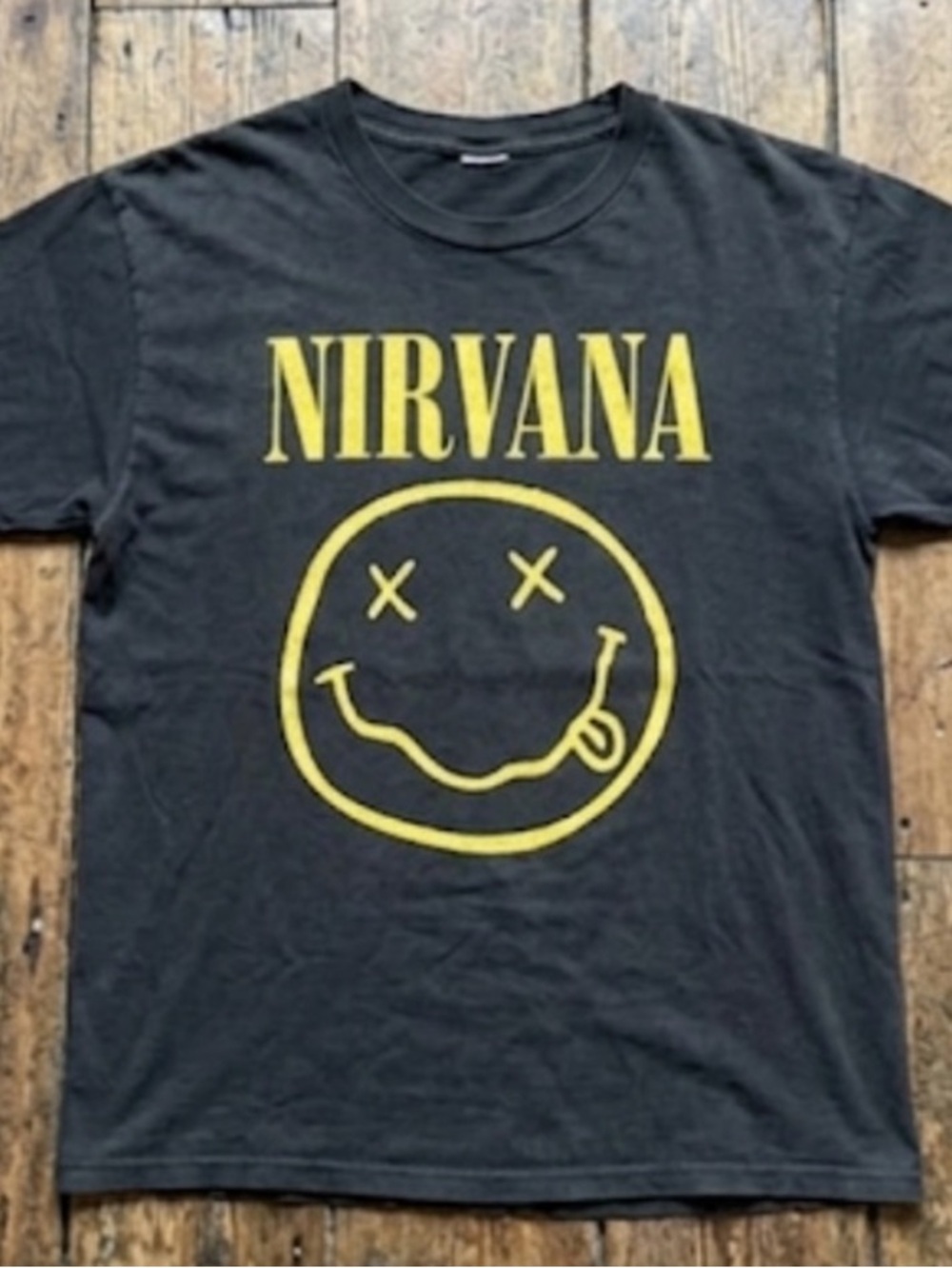 Vintage NIRVANA Black Tee with Yellow Graphic